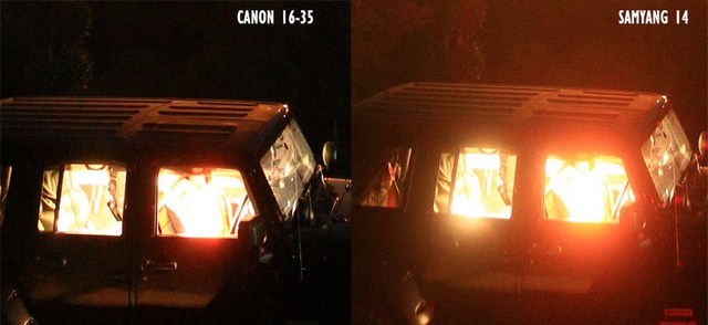 perbandingan lensa samyang 14mm vs canon 16-35 Lensa samyang 14 mm vs canon 16-35 - uji cahaya