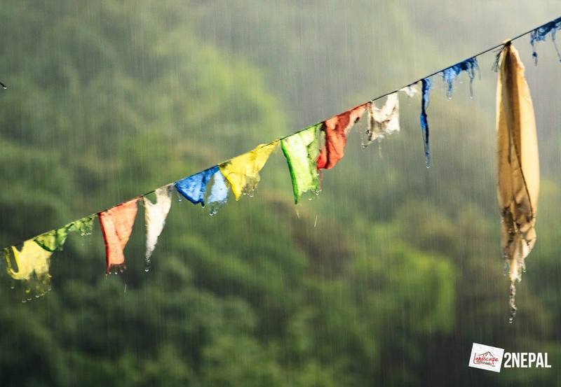 prayer flag and rain