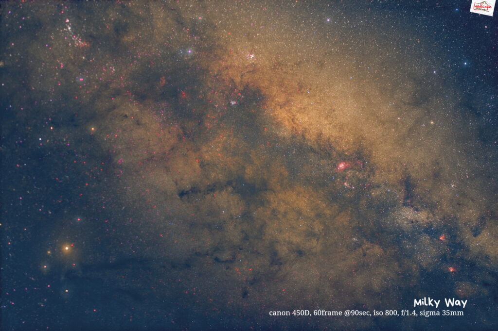 milkyway 450 60 frame @90 detik, iso 800, f/1.4